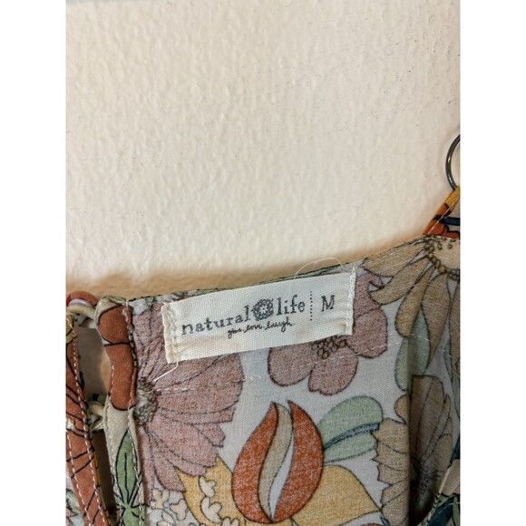 Natural Life Sz M Patti Red Yellow Floral Tropical Boho Tank Mini Dress - Picture 2 of 4